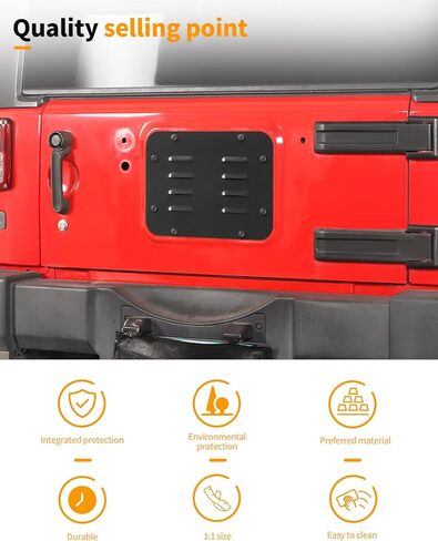 Hoolcar Aluminum Spare Tire Carrier Filler Plate Tailgate Vent Plate Cover & Tailgate Rubber Plugs and Bolts Kits Fit for 2007-2017 Jeep Wrangler JK JKU (Grille Style) in Saudi Arabia
