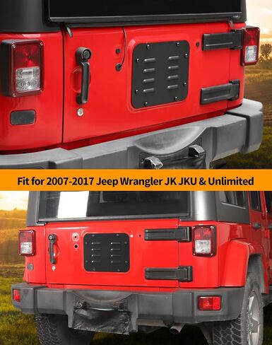 Hoolcar Aluminum Spare Tire Carrier Filler Plate Tailgate Vent Plate Cover & Tailgate Rubber Plugs and Bolts Kits Fit for 2007-2017 Jeep Wrangler JK JKU (Grille Style) in Saudi Arabia