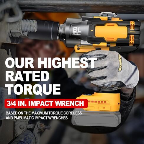 Cordless Impact Wrench for De-Walt 20V Battery, 1/2" High Torque Impact Gun, 900Ft-lbs(1200N.m) Brushless Power Impact Driver with 4-Mode Speed, LED Work Light (Battery NOT included) in Kuwait