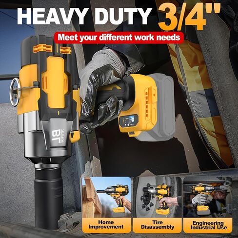 Cordless Impact Wrench for De-Walt 20V Battery, 1/2" High Torque Impact Gun, 900Ft-lbs(1200N.m) Brushless Power Impact Driver with 4-Mode Speed, LED Work Light (Battery NOT included) in Kuwait