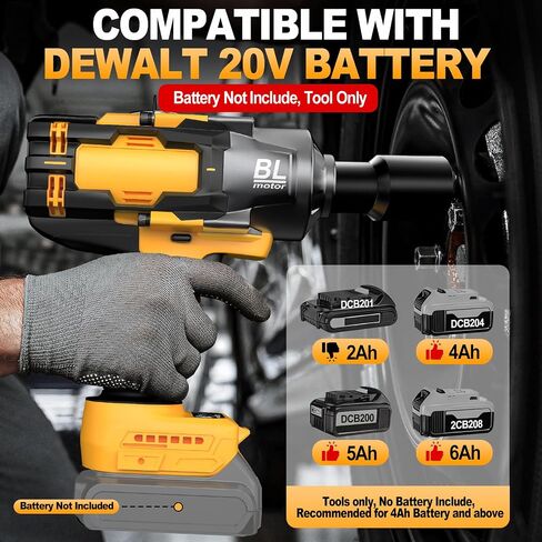Cordless Impact Wrench for De-Walt 20V Battery, 1/2" High Torque Impact Gun, 900Ft-lbs(1200N.m) Brushless Power Impact Driver with 4-Mode Speed, LED Work Light (Battery NOT included) in Kuwait