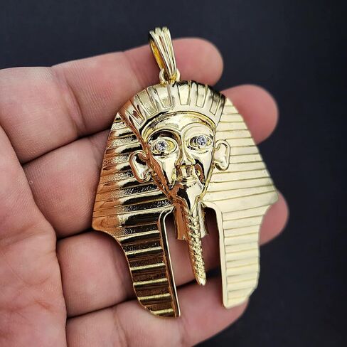 HIP HOP ICED GOLD PLATED EGYPTIAN PHARAOH KING TUT LARGE FASHION CHARM PENDANT GIFT in Saudi Arabia