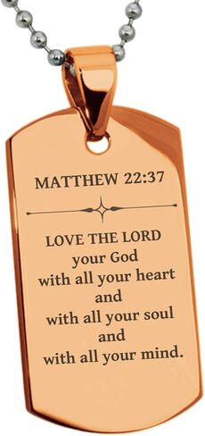 Stainless Steel Love the Lord Matthew 22:37 Dog Tag Pendant Necklace in Kuwait