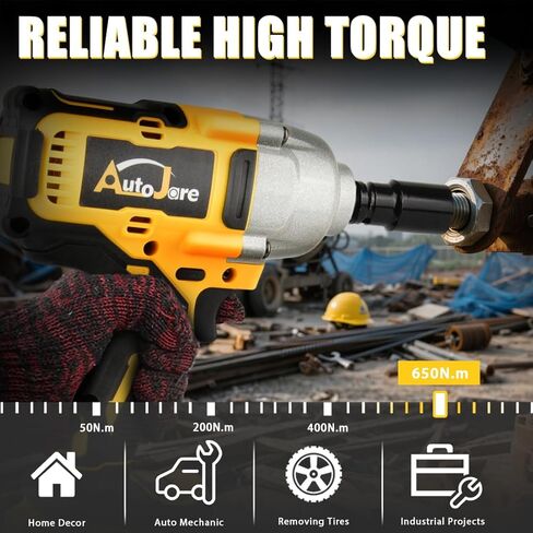 Cordless Impact Wrench 1/2 inch 479 Ft-Lbs(650 N.m) Brushless Power Impact Wrenches 3 In 1 Electric Impact Wrench With 2 x 4.0A Battery, 6 Sockets, 5 Drill, 3 Screw, Fast Charger in Kuwait