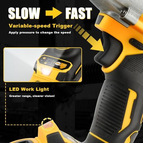 Cordless Impact Wrench 1/2 inch 479 Ft-Lbs(650 N.m) Brushless Power Impact Wrenches 3 In 1 Electric Impact Wrench With 2 x 4.0A Battery, 6 Sockets, 5 Drill, 3 Screw, Fast Charger in Kuwait