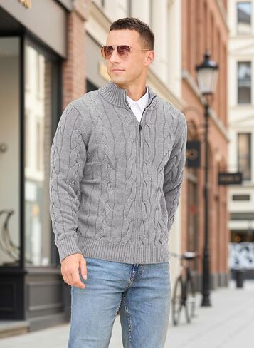 NITAGUT Mens Full Zip Up Cardigan Sweater Casual Stand Collar Cable Knit Winter Sweaters in Saudi Arabia