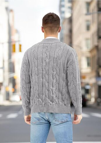NITAGUT Mens Full Zip Up Cardigan Sweater Casual Stand Collar Cable Knit Winter Sweaters in Saudi Arabia