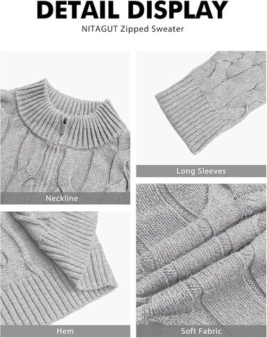 NITAGUT Mens Full Zip Up Cardigan Sweater Casual Stand Collar Cable Knit Winter Sweaters in Saudi Arabia