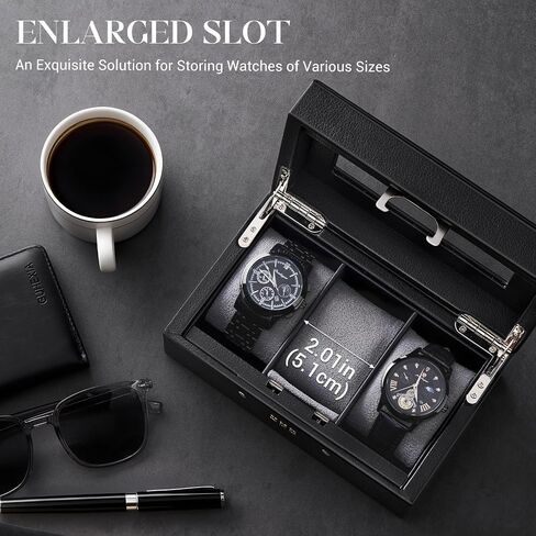 Procase 10 -slot flot case ، صندوق تخزين عرض مع قفل مزيج ، قفل منظم حامل الساعات مع غطاء زجاجي للرجال - in Saudi Arabia