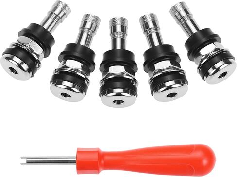 Qwork TR416 سيقان الصمام المعدني ، 25 قطعة مربعة في صمام الإطارات جذع مع أداة صمام الإطارات الأساسية ، تناسب 0.453 "و 0.625" فتحات حافة ، سيقان صمام الضغط العالي in Kuwait