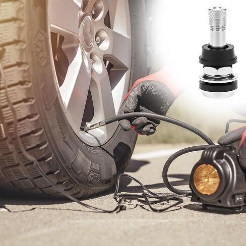 Qwork TR416 سيقان الصمام المعدني ، 25 قطعة مربعة في صمام الإطارات جذع مع أداة صمام الإطارات الأساسية ، تناسب 0.453 "و 0.625" فتحات حافة ، سيقان صمام الضغط العالي in Kuwait