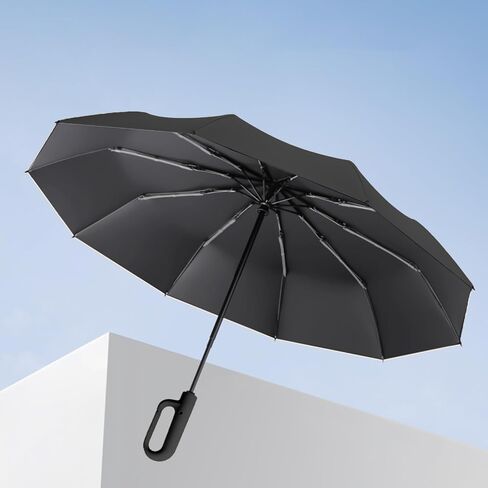 Automatic Windproof Travel Umbrella with Hook Handle Compact and Portable Folding Umbrella for Outdoor Use in Saudi Arabia