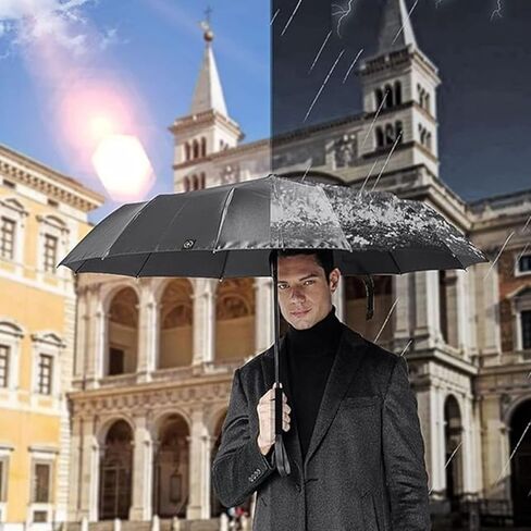 Automatic Windproof Travel Umbrella with Hook Handle Compact and Portable Folding Umbrella for Outdoor Use in Saudi Arabia