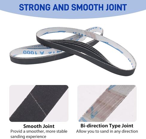 45Pcs 1/2" x 18" Sanding Belts for Belt Sander,5 Each of 80/120/240/400/600/800/1000/2500/5000 Grits,1/2 Inch x 18 Inch Sanding Belts Set for Air Belt Sander, Woodworking, Metal Polishing, Derusting in Saudi Arabia