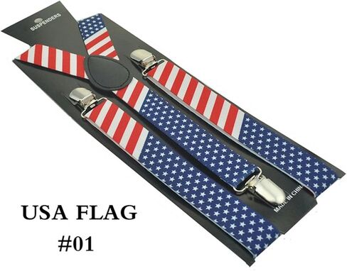 Skinny Belts, Clip-on Braces 2.5 Cm Designs Flag Suspender Elastic Slim Y-Back Belt Strap in Saudi Arabia