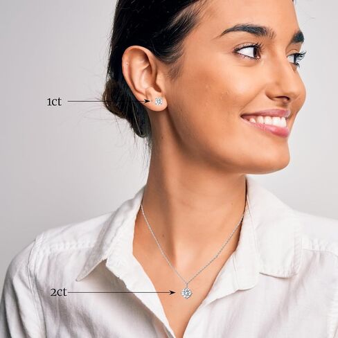 قلادة مويسانيت ومجموعات الحلق للنساء | مجموعات المجوهرات الماس الفضية من الذهب الأبيض/S925 in Kuwait