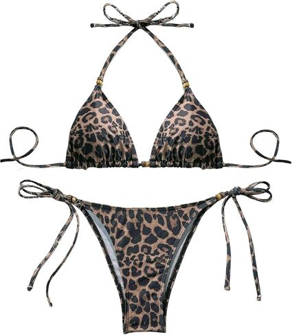 Verdusa Women's 2 Leopard String Bikini مجموعة مثلث المثلث عالي قطع السباحة in Saudi Arabia