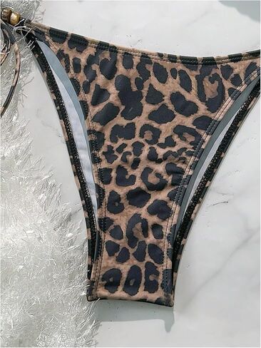Verdusa Women's 2 Leopard String Bikini مجموعة مثلث المثلث عالي قطع السباحة in Saudi Arabia