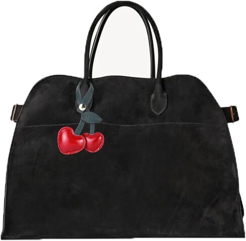 Soft Suede Large Tote Bags for Women Fashion Vintage Top Handle Handbag Fashion Shoulder Hobo Bag with Cherry Pendant in Saudi Arabia