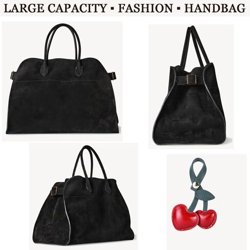 Soft Suede Large Tote Bags for Women Fashion Vintage Top Handle Handbag Fashion Shoulder Hobo Bag with Cherry Pendant in Saudi Arabia