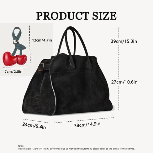 Soft Suede Large Tote Bags for Women Fashion Vintage Top Handle Handbag Fashion Shoulder Hobo Bag with Cherry Pendant in Saudi Arabia