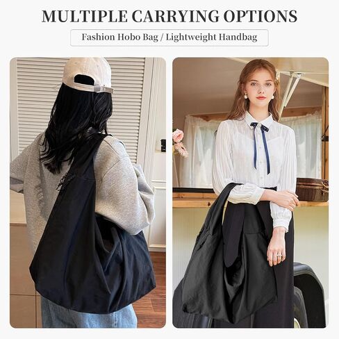 Slouchy Nylon Hobo Bag for Women Large Tote Underarm Shoulder Bag Travel Beach Gym Weekend Vacation in Kuwait