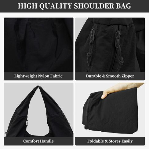 Slouchy Nylon Hobo Bag for Women Large Tote Underarm Shoulder Bag Travel Beach Gym Weekend Vacation in Kuwait