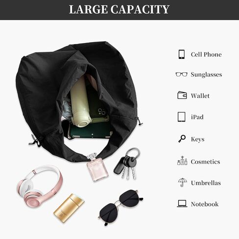 Slouchy Nylon Hobo Bag for Women Large Tote Underarm Shoulder Bag Travel Beach Gym Weekend Vacation in Kuwait