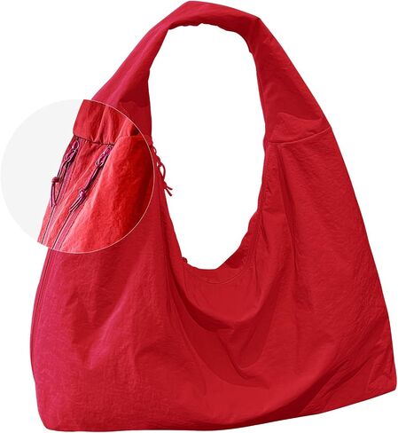 Slouchy Nylon Hobo Bag for Women Large Tote Underarm Shoulder Bag Travel Beach Gym Weekend Vacation in Kuwait