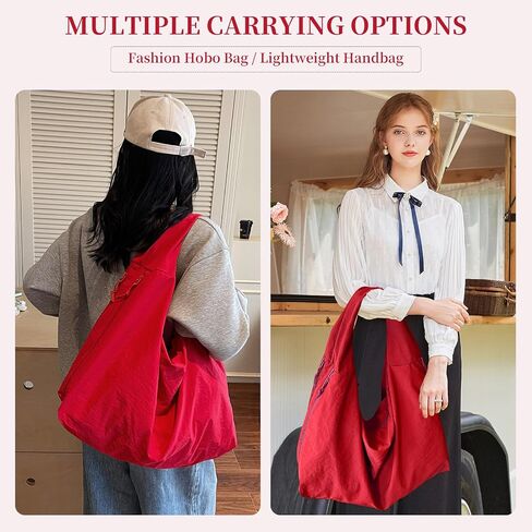 Slouchy Nylon Hobo Bag for Women Large Tote Underarm Shoulder Bag Travel Beach Gym Weekend Vacation in Kuwait