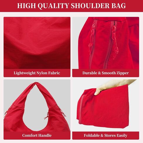 Slouchy Nylon Hobo Bag for Women Large Tote Underarm Shoulder Bag Travel Beach Gym Weekend Vacation in Kuwait