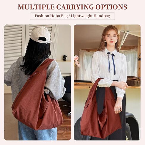 Slouchy Nylon Hobo Bag for Women Large Tote Underarm Shoulder Bag Travel Beach Gym Weekend Vacation in Kuwait