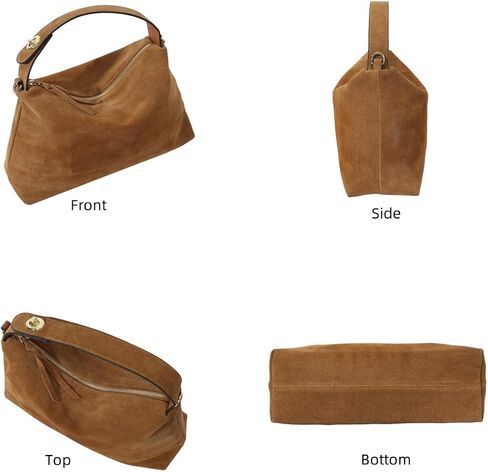Genuine Suede Leather Hobo Bags for Women Tote Handbags Suede Crossbody Purses and Slouchy Shoulder Bags (Tan) in Saudi Arabia