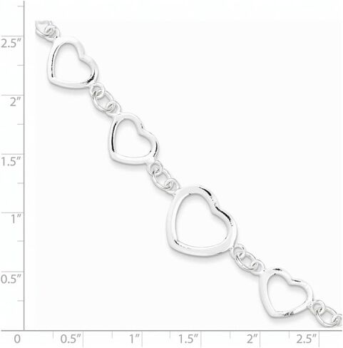 925 Sterling Silver Floughted Heart Link Bracelet 7.5 " in Saudi Arabia