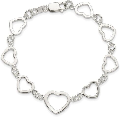 925 Sterling Silver Floughted Heart Link Bracelet 7.5 " in Saudi Arabia