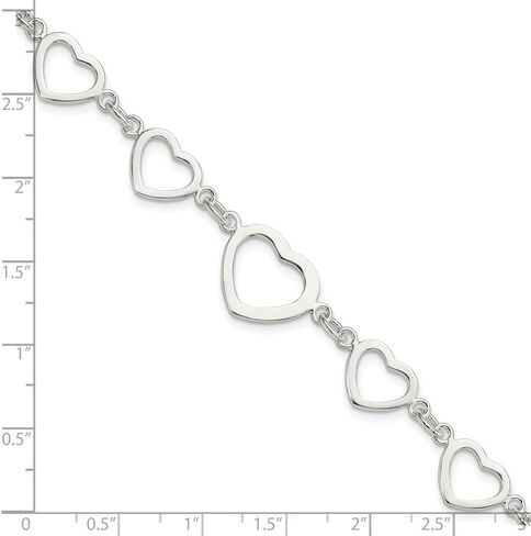925 Sterling Silver Floughted Heart Link Bracelet 7.5 " in Saudi Arabia