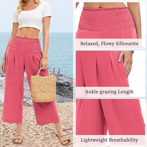 TLJIANG Womens Pants Wide Leg High Waisted Palazzo Pants Waist Casual Lounge Pant 2025 Beach Travel Vacation Outfits in Saudi Arabia
