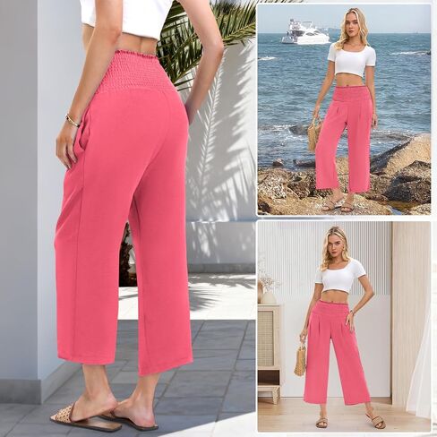 TLJIANG Womens Pants Wide Leg High Waisted Palazzo Pants Waist Casual Lounge Pant 2025 Beach Travel Vacation Outfits in Saudi Arabia