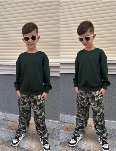 Arshiner Boys Sweatshirts Long Sleeve Crewneck Pullover Shirt Kids Fashion Fall Winter Sweater Size 6-14 Years in Saudi Arabia