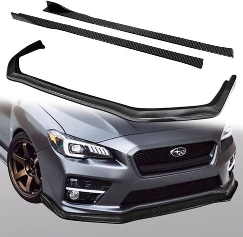 Q1-TECH, 9-Piece Front Bumper Lip & Side Skirt Extensions Diffuser Compatible with 2015 2016 2017 2018 2019 2020 2021 Subaru WRX STI Sedan, Front Lip Spoiler Body Splitter ABS (Painted Carbon) in Saudi Arabia