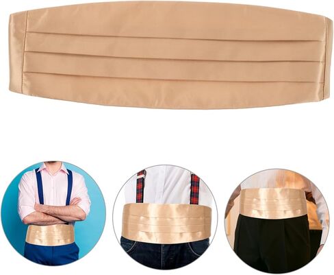 PartyKindom Men القابل للتعديل ساتان cummerbund مع ملحقات أنيقة مقبلات الربط مسبقا لحفلات الزفاف البترات والأحداث الرسمية التصميم المتطور in Kuwait