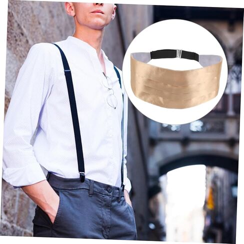 PartyKindom Men القابل للتعديل ساتان cummerbund مع ملحقات أنيقة مقبلات الربط مسبقا لحفلات الزفاف البترات والأحداث الرسمية التصميم المتطور in Kuwait