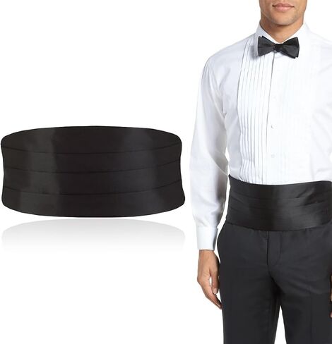 Adjustable Black Satin Waist Cummerbund for Men, Formal Occasion Accessory in Saudi Arabia