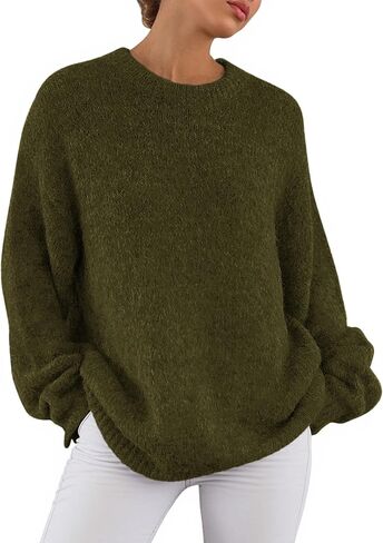 Prettygarden Womens Fall Long Sweate Sweater Crew Neck Fuzzy Lourd Fit Crity Contency Evensives vensives expens in Saudi Arabia