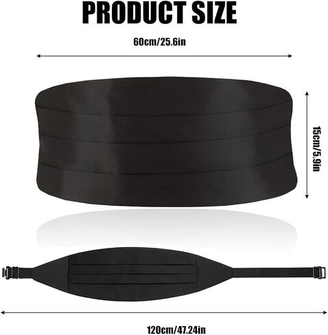 Adjustable Black Satin Waist Cummerbund for Men, Formal Occasion Accessory in Saudi Arabia