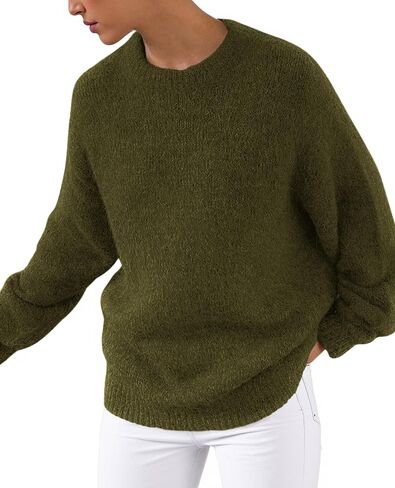 Prettygarden Womens Fall Long Sweate Sweater Crew Neck Fuzzy Lourd Fit Crity Contency Evensives vensives expens in Saudi Arabia