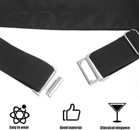 Adjustable Black Satin Waist Cummerbund for Men, Formal Occasion Accessory in Saudi Arabia