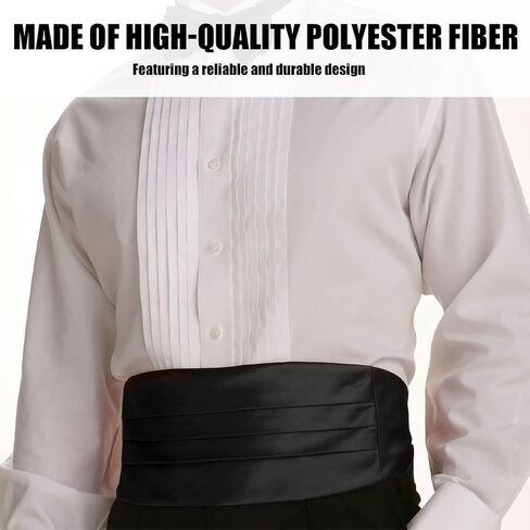 Adjustable Black Satin Waist Cummerbund for Men, Formal Occasion Accessory in Saudi Arabia