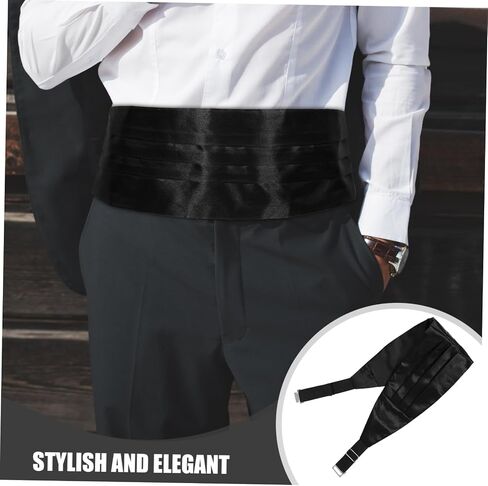 مجموعة الساتان الساتين Cummerbund مجموعة قابلة للتعديل قبل التعادل قبل المربع ومربع جيب لحفلات الزفاف والعروض في المناسبات الرسمية in Saudi Arabia