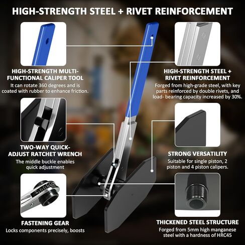 أداة ضغط الفرجار الفرامل أداة ثقيلة ، أداة ضاغط مكبس الفرجار مع 360 دوارة ، فرقة فرامل مدونة الأدوات المتناورة لإصلاح فرامل قرص السيارة ، in Kuwait